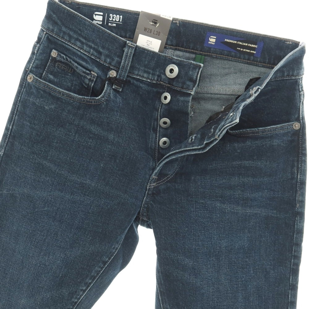 【新品】ジースターロウ G-STAR RAW 3301 SLIM コットンポリウレタン デニムパンツ ジーンズ ネイビー【サイズ28/30】【 状態ランクN 】【 メンズ 】