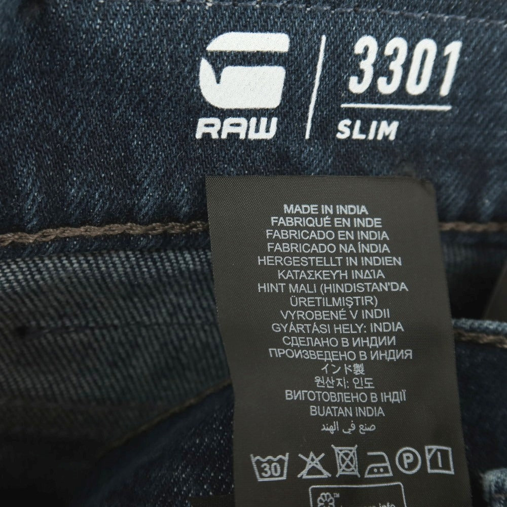 【新品】ジースターロウ G-STAR RAW 3301 SLIM コットンポリウレタン デニムパンツ ジーンズ ネイビー【サイズ28/30】【 状態ランクN 】【 メンズ 】