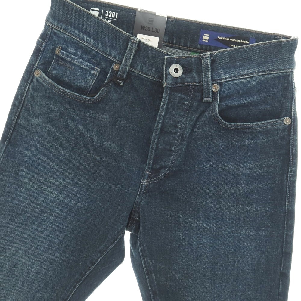 【新品】ジースターロウ G-STAR RAW 3301 SLIM コットンポリウレタン デニムパンツ ジーンズ ネイビー【サイズ28/30】【 状態ランクN 】【 メンズ 】