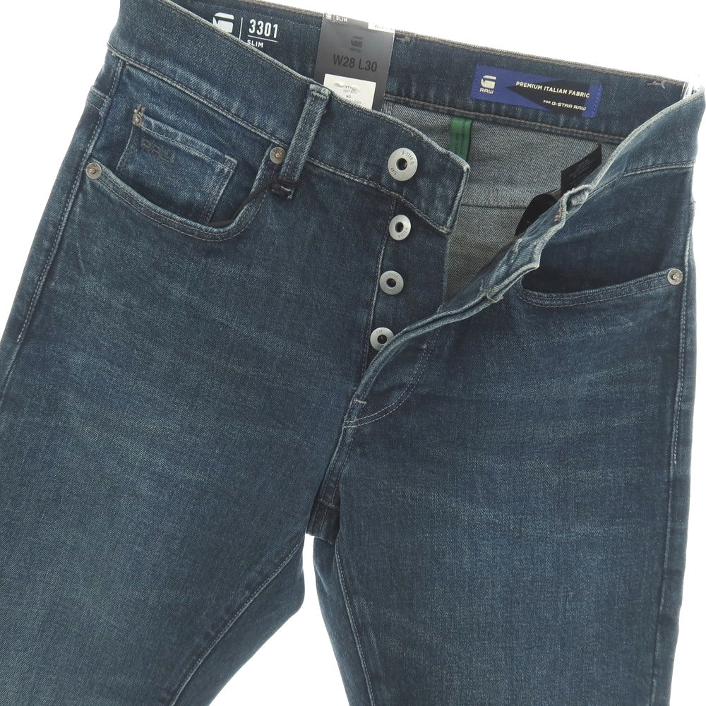 【新品】ジースターロウ G-STAR RAW 3301 SLIM コットンポリウレタン デニムパンツ ジーンズ ネイビー【サイズ28/30】【 状態ランクN 】【 メンズ 】