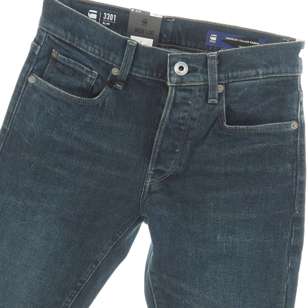 【新品】ジースターロウ G-STAR RAW 3301 SLIM コットンポリウレタン デニムパンツ ジーンズ ネイビー【サイズ28/30】【 状態ランクN 】【 メンズ 】