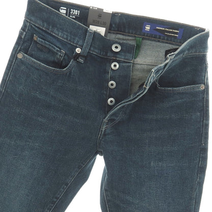 【新品】ジースターロウ G-STAR RAW 3301 SLIM コットンポリウレタン デニムパンツ ジーンズ ネイビー【サイズ28/30】【 状態ランクN 】【 メンズ 】