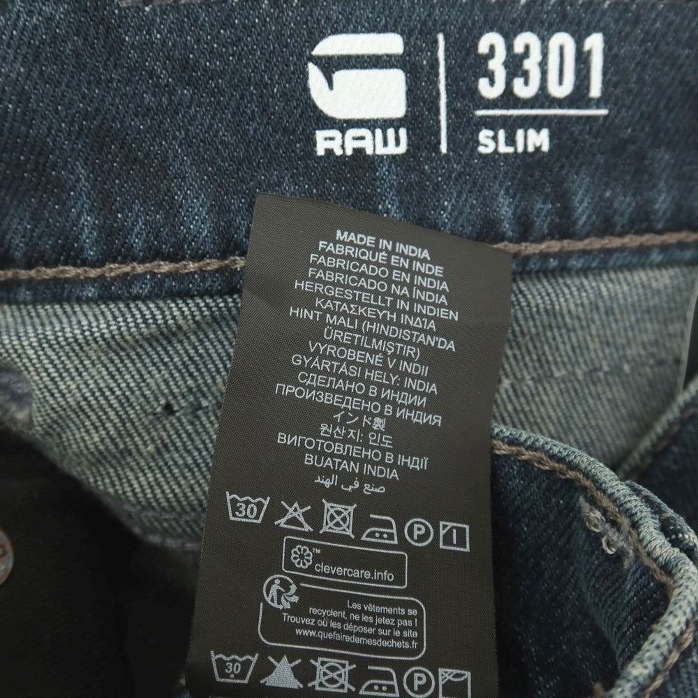【新品】ジースターロウ G-STAR RAW 3301 SLIM コットンポリウレタン デニムパンツ ジーンズ ネイビー【サイズ28/30】【 状態ランクN 】【 メンズ 】