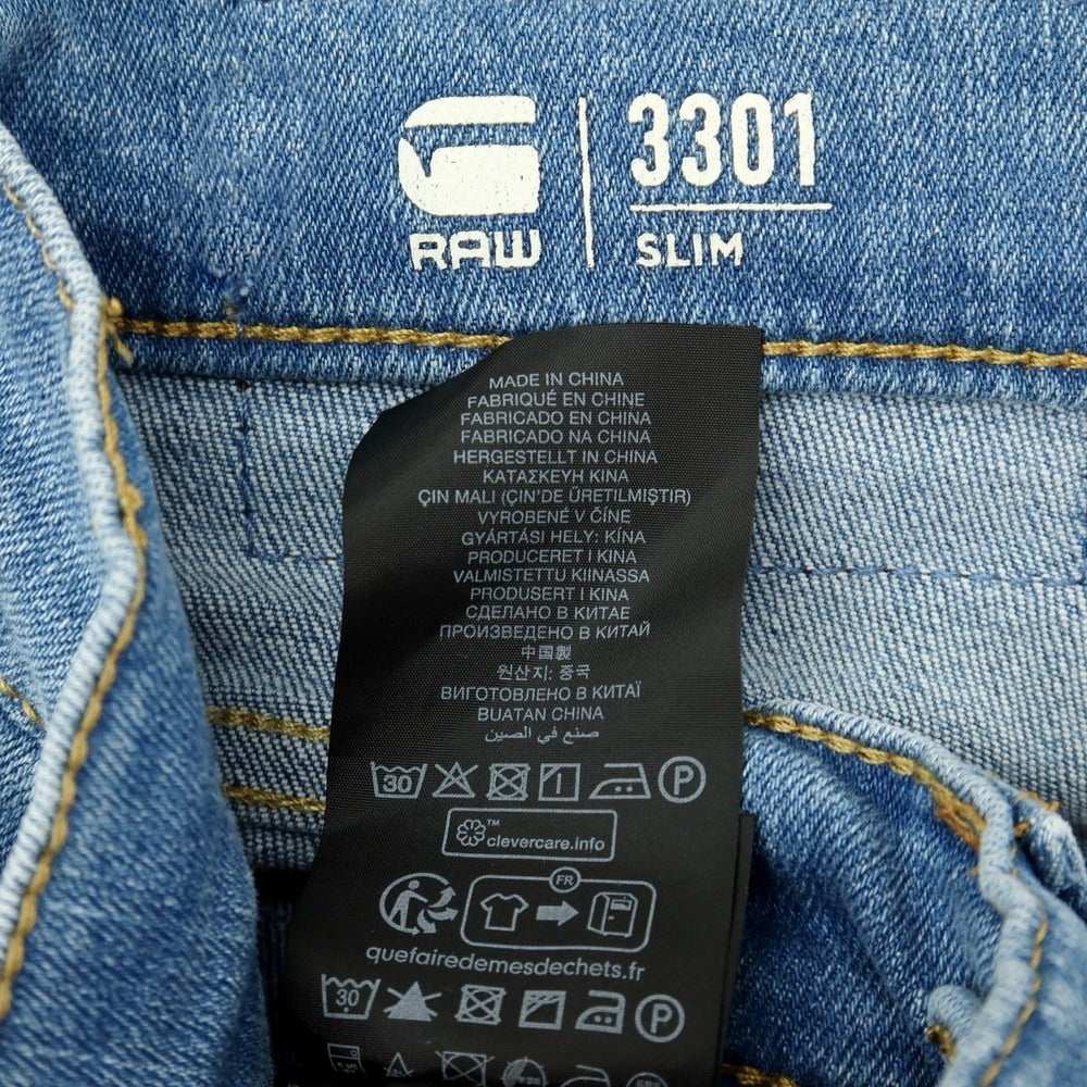 【新品】ジースターロウ G-STAR RAW 3301 SLIM ストレッチ コットン デニムパンツ ジーンズ ライトブルー【サイズ28/30】【 状態ランクN 】【 メンズ 】