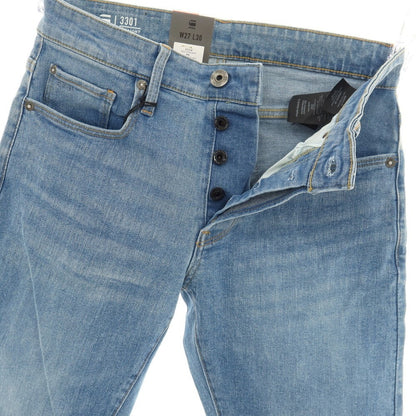 【新品アウトレット】ジースターロウ G-STAR RAW 3301 STRAIGHT ストレッチ コットン デニムパンツ ジーンズ ライトブルー【サイズ27/30】【 状態ランクN- 】【 メンズ 】