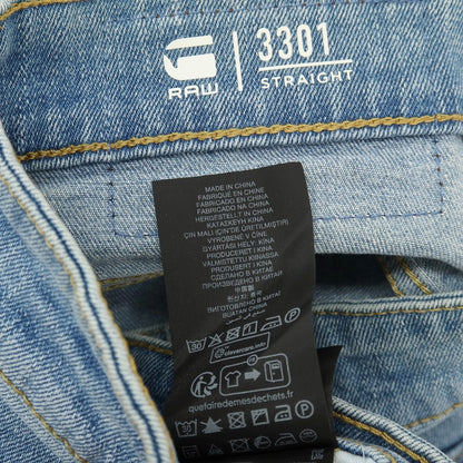 【新品アウトレット】ジースターロウ G-STAR RAW 3301 STRAIGHT ストレッチ コットン デニムパンツ ジーンズ ライトブルー【サイズ27/30】【 状態ランクN- 】【 メンズ 】