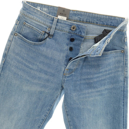 【新品アウトレット】ジースターロウ G-STAR RAW 3301 STRAIGHT ストレッチ コットン デニムパンツ ジーンズ ライトブルー【サイズ28/32】【 状態ランクN- 】【 メンズ 】