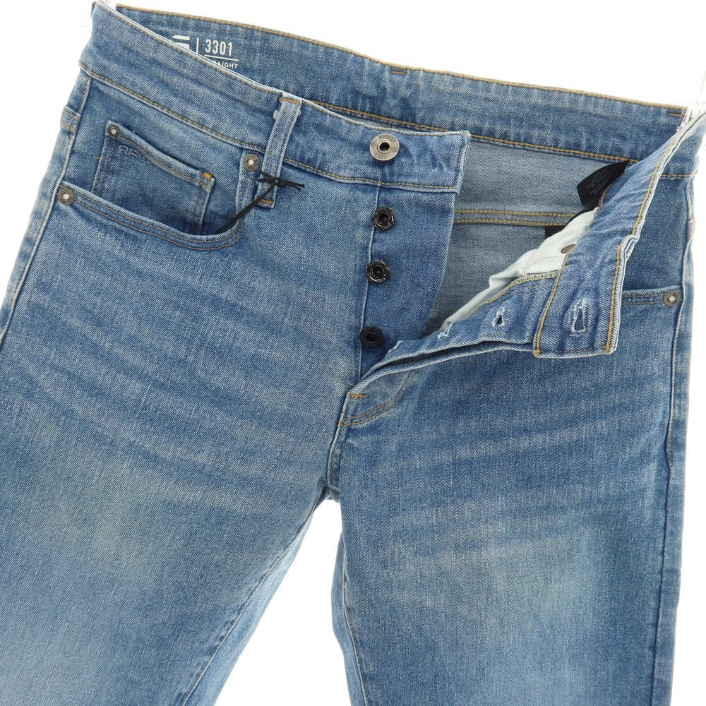 【新品アウトレット】ジースターロウ G-STAR RAW 3301 STRAIGHT ストレッチ コットン デニムパンツ ジーンズ ライトブルー【サイズ28/30】【 状態ランクN- 】【 メンズ 】