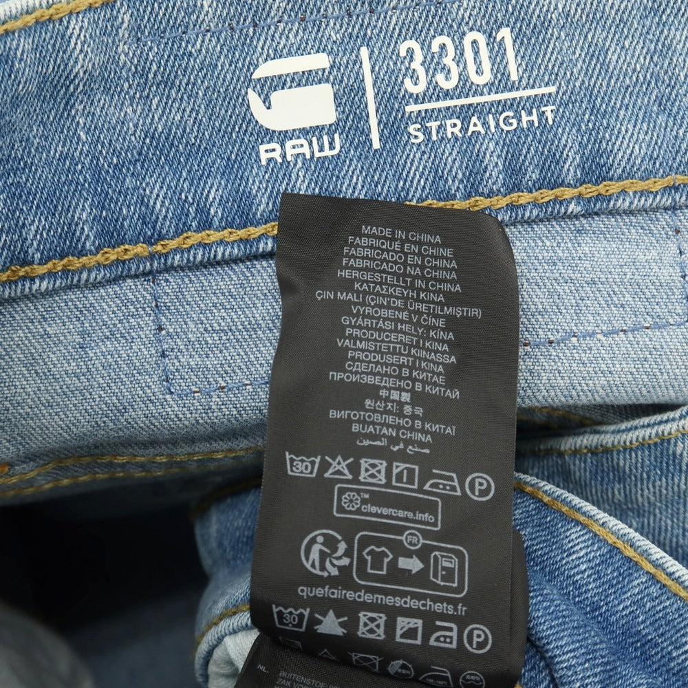 【新品アウトレット】ジースターロウ G-STAR RAW 3301 STRAIGHT ストレッチ コットン デニムパンツ ジーンズ ライトブルー【サイズ28/30】【 状態ランクN- 】【 メンズ 】