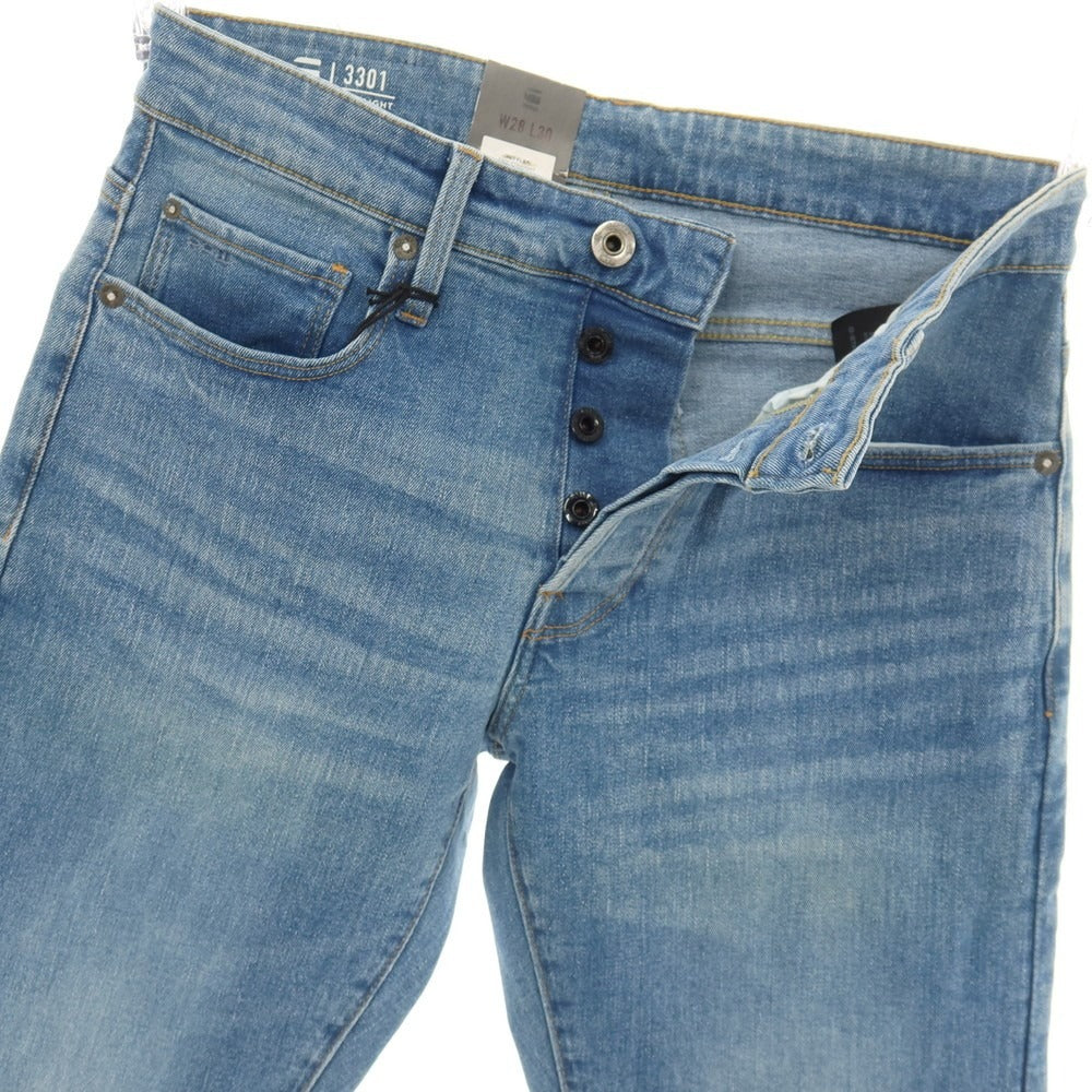 【新品アウトレット】ジースターロウ G-STAR RAW 3301 STRAIGHT ストレッチ コットン デニムパンツ ジーンズ ライトブルー【サイズ28/30】【 状態ランクN- 】【 メンズ 】