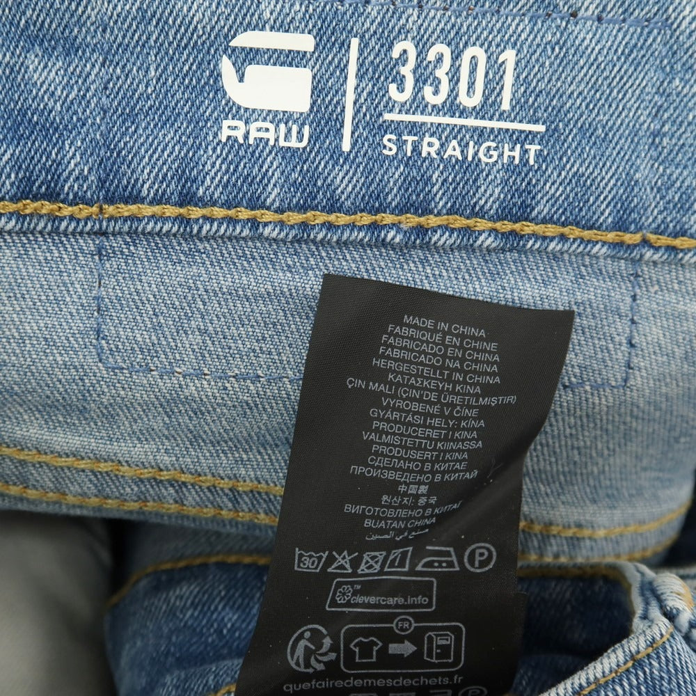 【新品アウトレット】ジースターロウ G-STAR RAW 3301 STRAIGHT ストレッチ コットン デニムパンツ ジーンズ ライトブルー【サイズ28/30】【 状態ランクN- 】【 メンズ 】