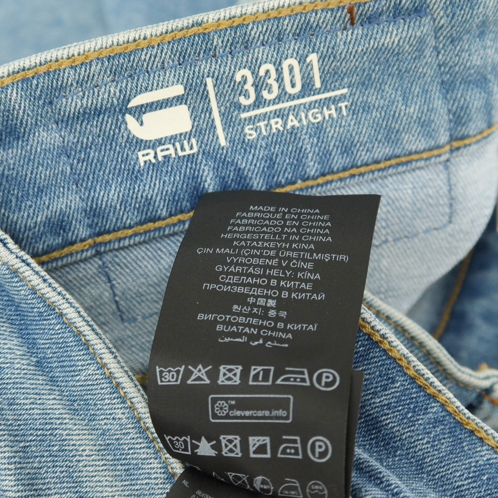【新品アウトレット】ジースターロウ G-STAR RAW 3301 STRAIGHT ストレッチ コットン デニムパンツ ジーンズ ライトブルー【サイズ29/30】【 状態ランクN- 】【 メンズ 】