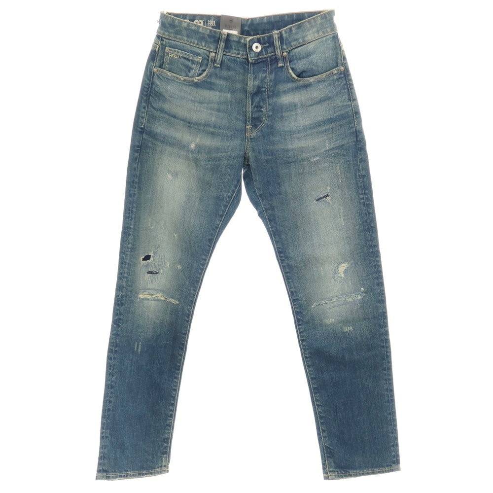 【新品アウトレット】ジースターロウ G-STAR RAW ダメージ＆リペア加工 コットンポリウレタン デニムパンツ ジーンズ ブルー【サイズ28/30】【 状態ランクN- 】【 メンズ 】