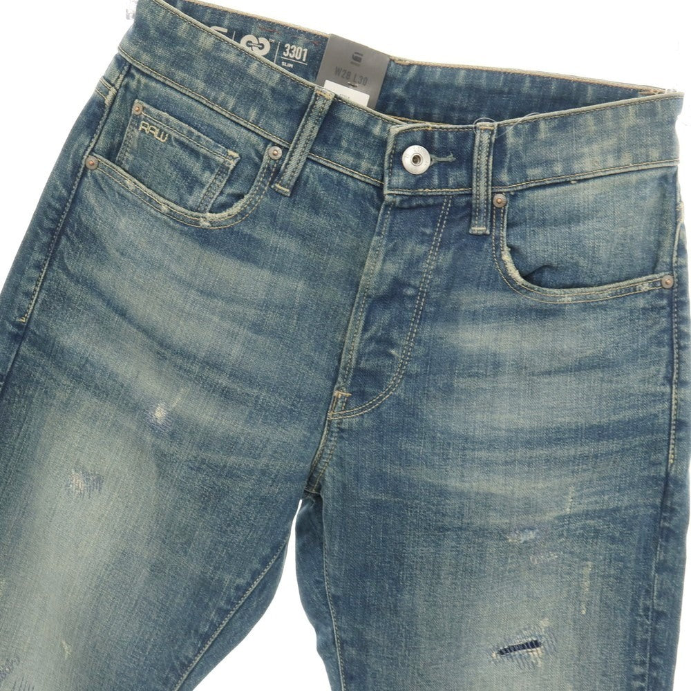 【新品アウトレット】ジースターロウ G-STAR RAW ダメージ＆リペア加工 コットンポリウレタン デニムパンツ ジーンズ ブルー【サイズ28/30】【 状態ランクN- 】【 メンズ 】