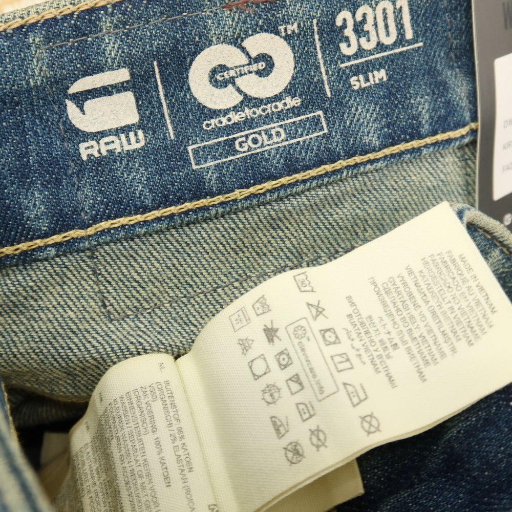 【新品】ジースターロウ G-STAR RAW ダメージ＆リペア加工 コットンポリウレタン デニムパンツ ジーンズ ブルー【サイズ28/32】【 状態ランクN 】【 メンズ 】