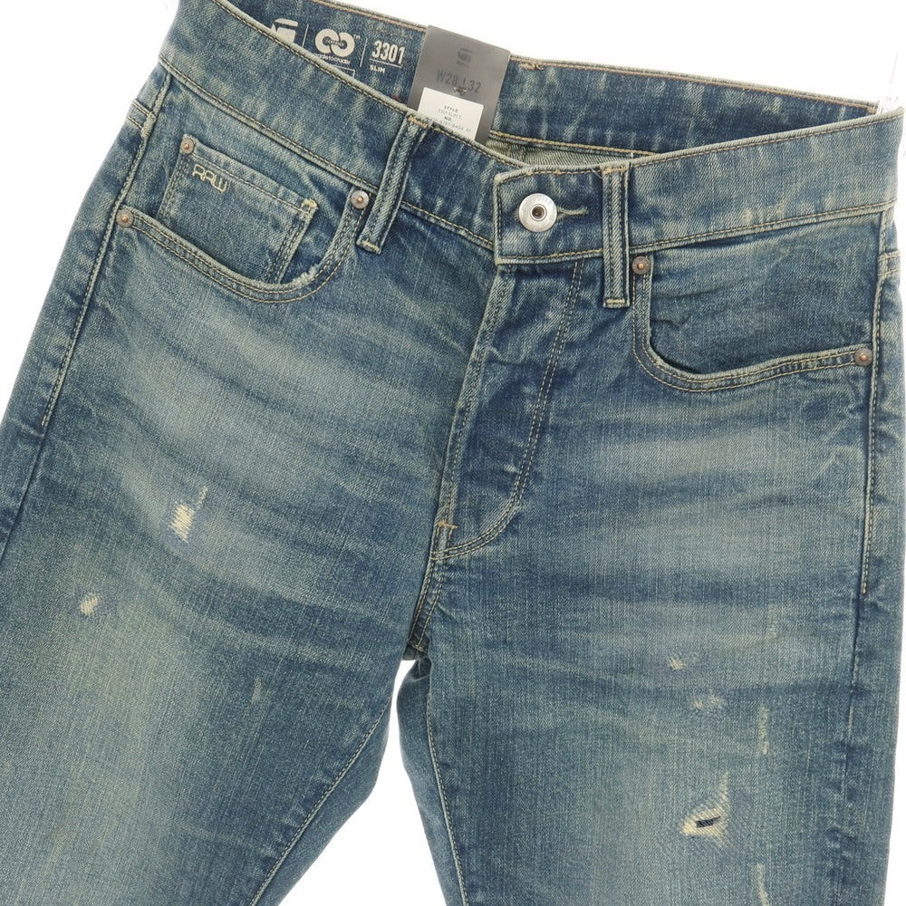 【新品アウトレット】ジースターロウ G-STAR RAW ダメージ＆リペア加工 コットンポリウレタン デニムパンツ ジーンズ ブルー【サイズ28/32】【 状態ランクN- 】【 メンズ 】