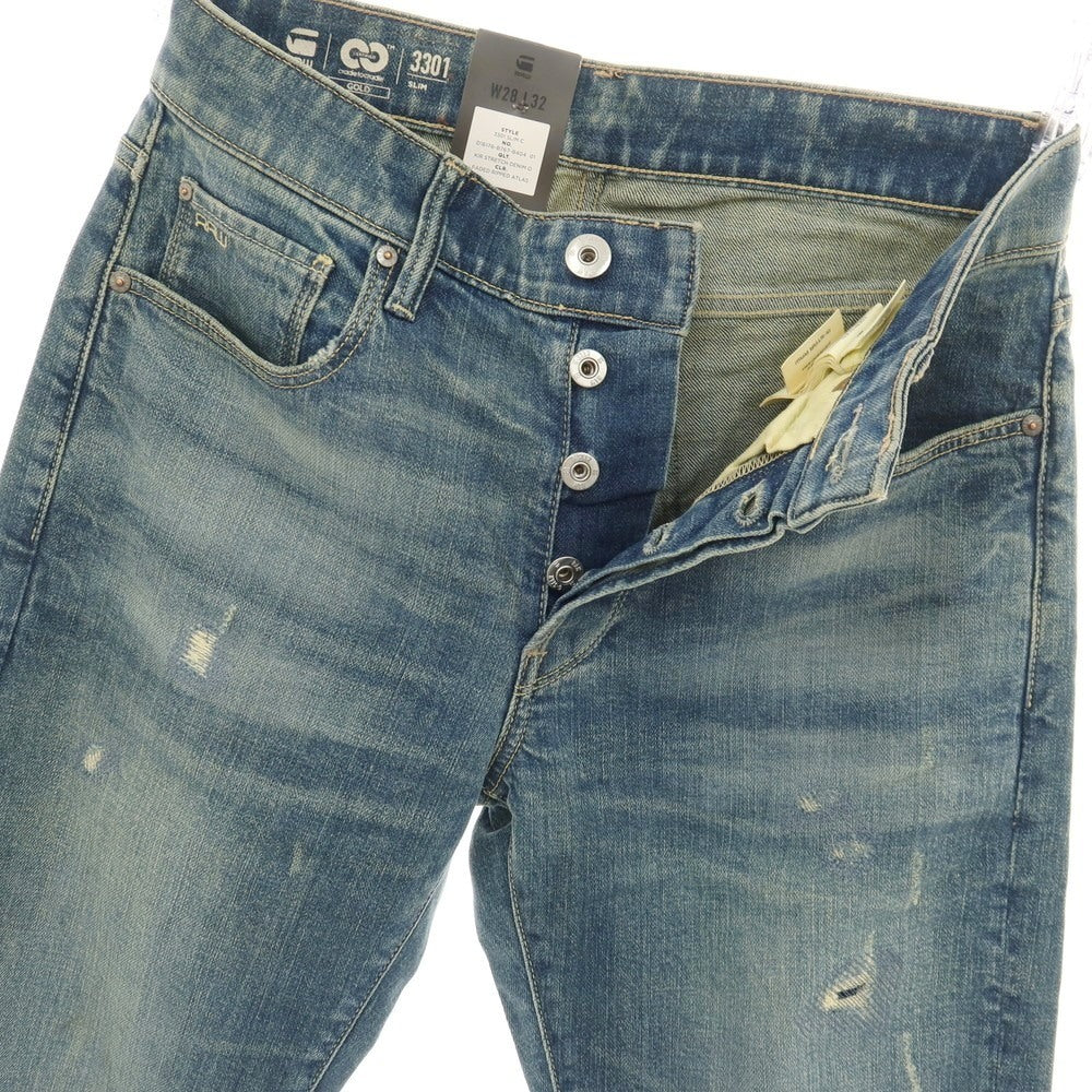 【新品アウトレット】ジースターロウ G-STAR RAW ダメージ＆リペア加工 コットンポリウレタン デニムパンツ ジーンズ ブルー【サイズ28/32】【 状態ランクN- 】【 メンズ 】