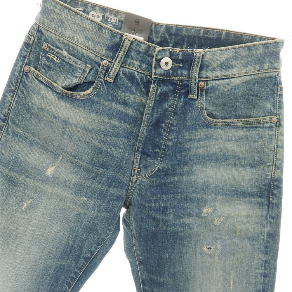 【新品アウトレット】ジースターロウ G-STAR RAW ダメージ＆リペア加工 コットンポリウレタン デニムパンツ ジーンズ ブルー【サイズ28/32】【 状態ランクN- 】【 メンズ 】