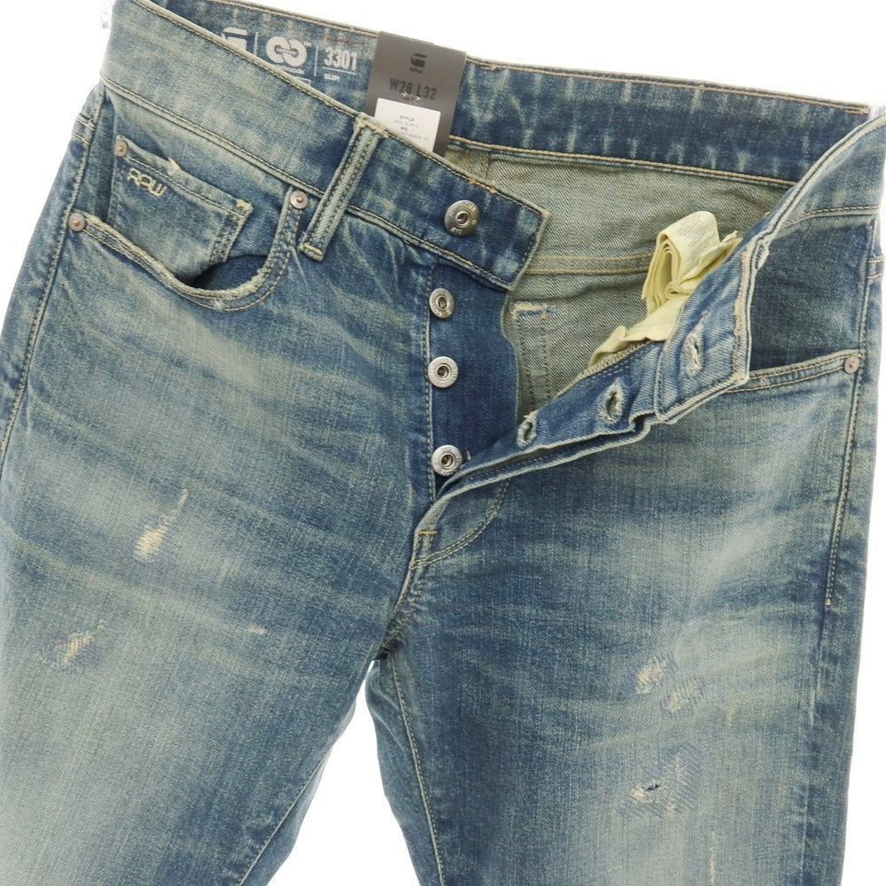 【新品アウトレット】ジースターロウ G-STAR RAW ダメージ＆リペア加工 コットンポリウレタン デニムパンツ ジーンズ ブルー【サイズ28/32】【 状態ランクN- 】【 メンズ 】