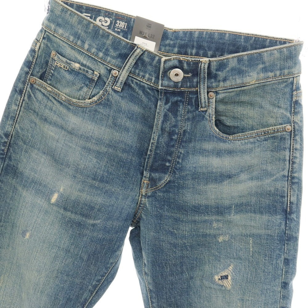 【新品アウトレット】ジースターロウ G-STAR RAW ダメージ＆リペア加工 コットンポリウレタン デニムパンツ ジーンズ ブルー【サイズ28/32】【 状態ランクN- 】【 メンズ 】