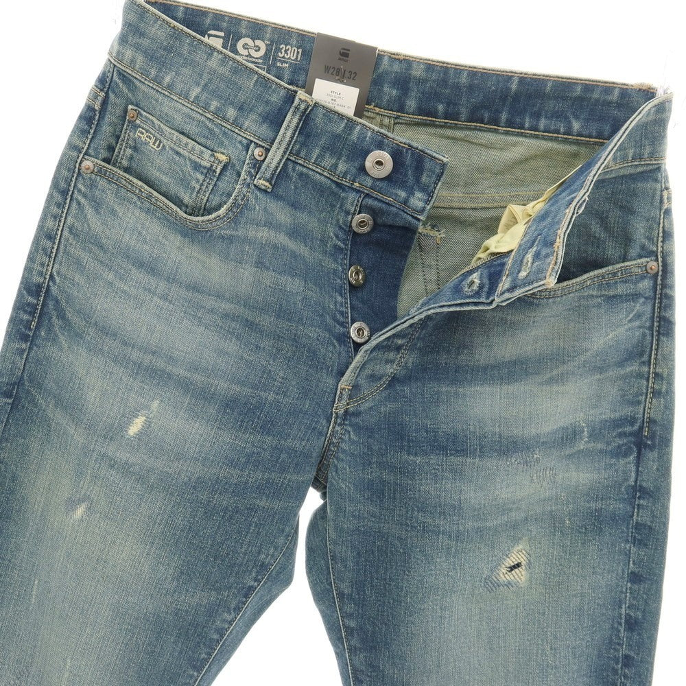 【新品アウトレット】ジースターロウ G-STAR RAW ダメージ＆リペア加工 コットンポリウレタン デニムパンツ ジーンズ ブルー【サイズ28/32】【 状態ランクN- 】【 メンズ 】