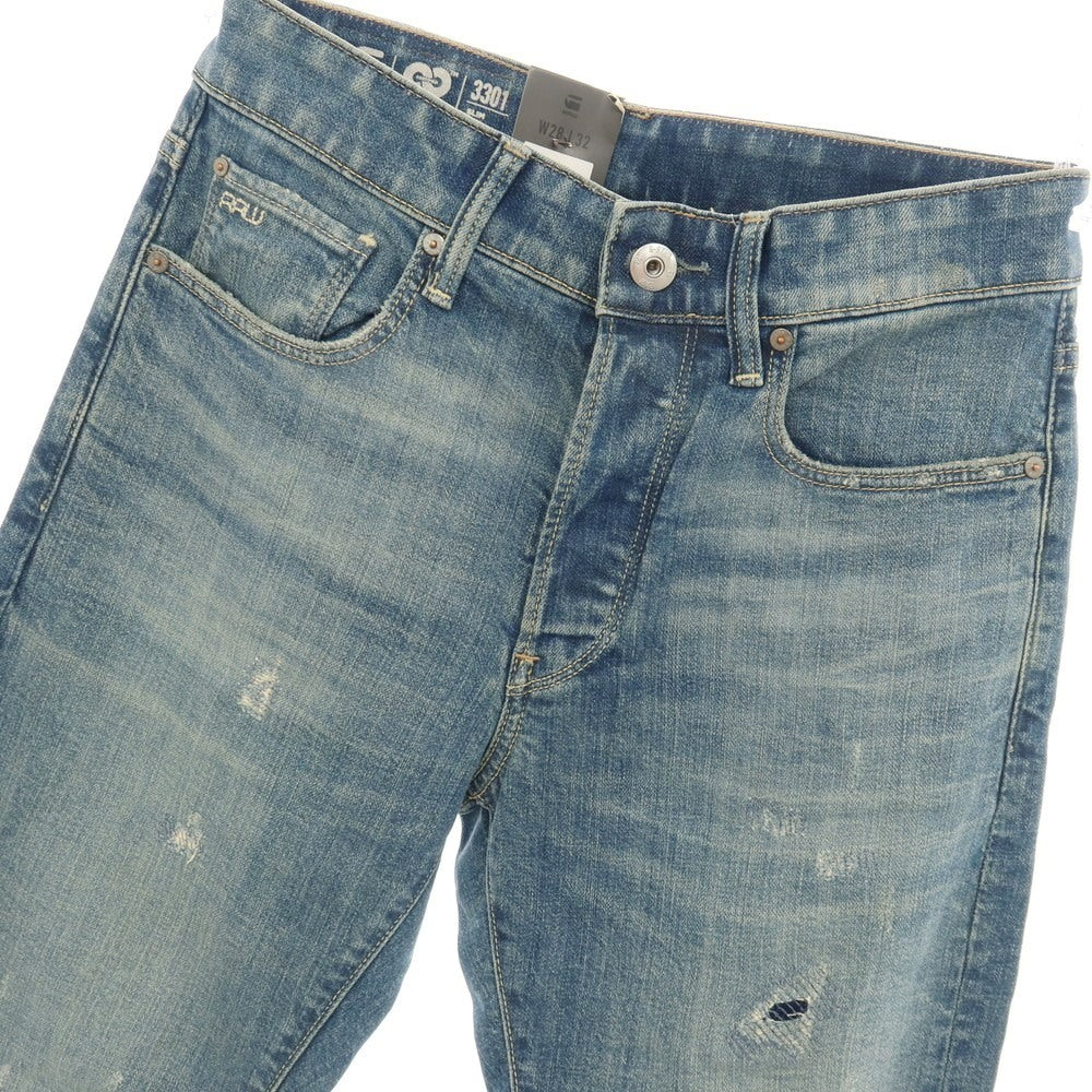 【新品】ジースターロウ G-STAR RAW ダメージ＆リペア加工 コットンポリウレタン デニムパンツ ジーンズ ブルー【サイズ28/32】【 状態ランクN 】【 メンズ 】