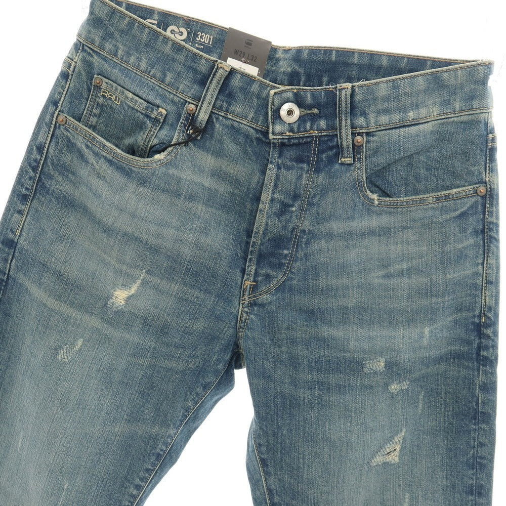 【新品アウトレット】ジースターロウ G-STAR RAW ダメージ＆リペア加工 コットンポリウレタン デニムパンツ ジーンズ ブルー【サイズ29/32】【 状態ランクN- 】【 メンズ 】