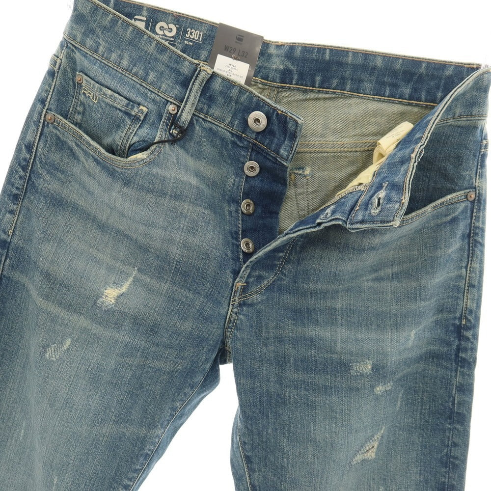 【新品アウトレット】ジースターロウ G-STAR RAW ダメージ＆リペア加工 コットンポリウレタン デニムパンツ ジーンズ ブルー【サイズ29/32】【 状態ランクN- 】【 メンズ 】