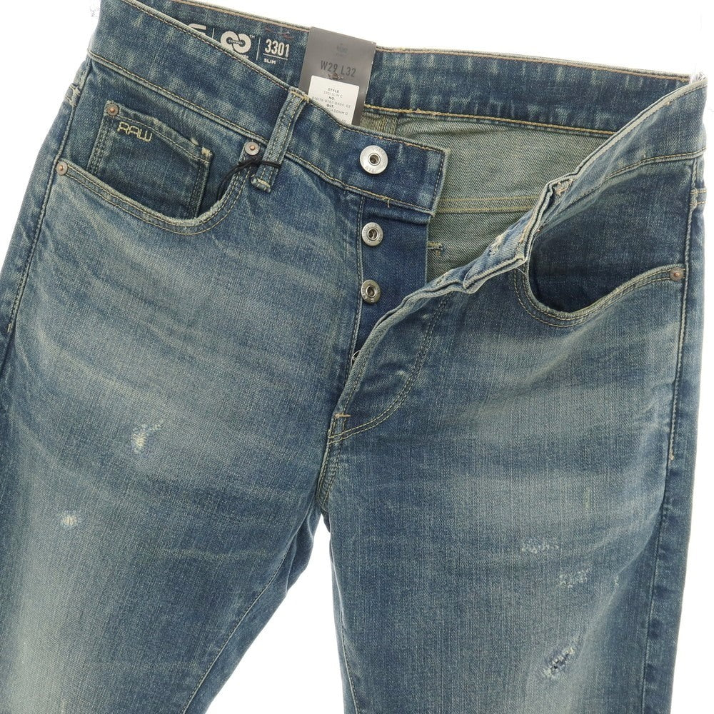 【新品アウトレット】ジースターロウ G-STAR RAW ダメージ＆リペア加工 コットンポリウレタン デニムパンツ ジーンズ ブルー【サイズ29/32】【 状態ランクN- 】【 メンズ 】