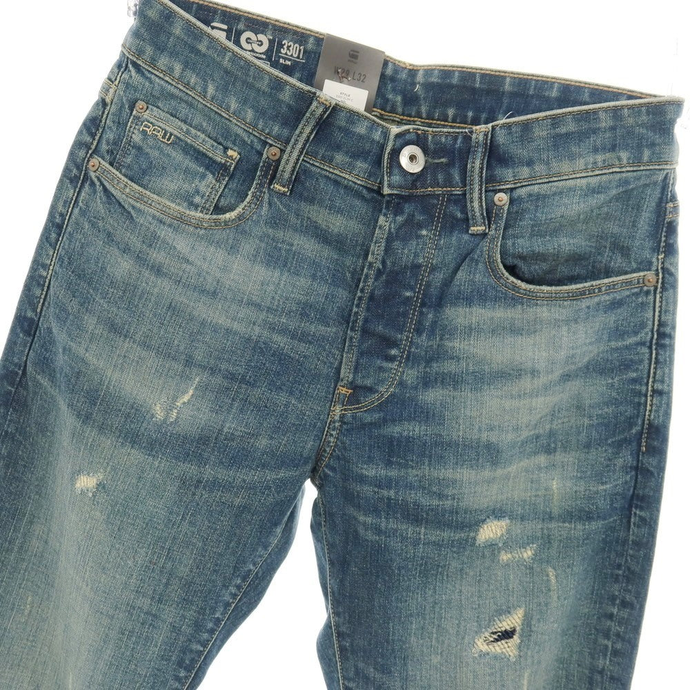 【新品アウトレット】ジースターロウ G-STAR RAW ダメージ＆リペア加工 コットンポリウレタン デニムパンツ ジーンズ ブルー【サイズ30/32】【 状態ランクN- 】【 メンズ 】