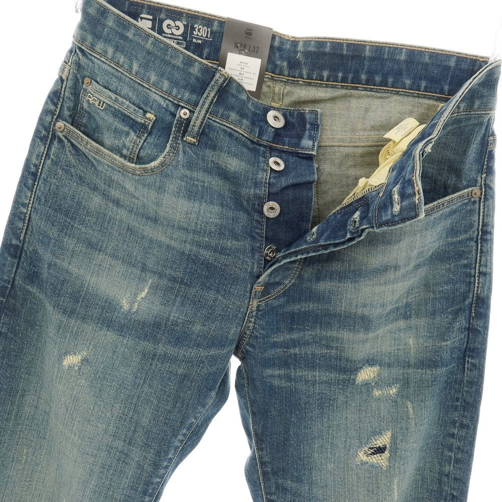 【新品アウトレット】ジースターロウ G-STAR RAW ダメージ＆リペア加工 コットンポリウレタン デニムパンツ ジーンズ ブルー【サイズ30/32】【 状態ランクN- 】【 メンズ 】