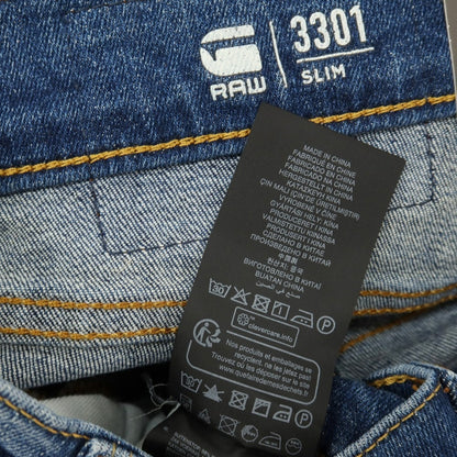 【新品アウトレット】ジースターロウ G-STAR RAW 3301 SLIM ストレッチ コットン デニムパンツ ジーンズ ネイビーブルー【サイズ27/30】【 状態ランクN- 】【 メンズ 】