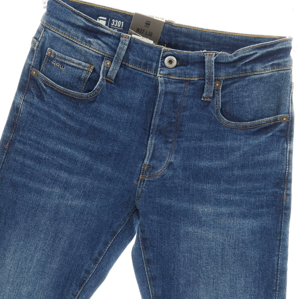 【新品】ジースターロウ G-STAR RAW 3301 SLIM ストレッチ コットン デニムパンツ ジーンズ ネイビーブルー【サイズ27/30】【 状態ランクN 】【 メンズ 】