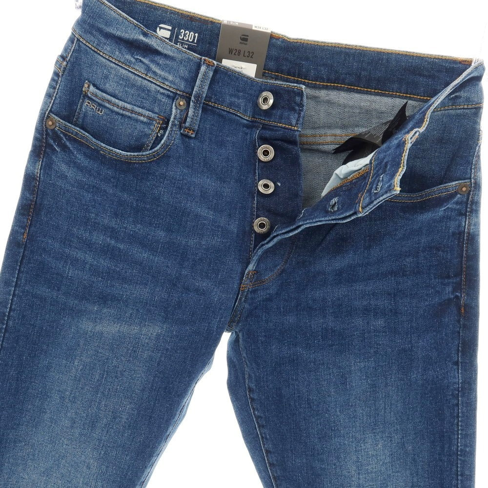 【新品アウトレット】ジースターロウ G-STAR RAW 3301 SLIM ストレッチ コットン デニムパンツ ジーンズ ネイビーブルー【サイズ28/32】【 状態ランクN- 】【 メンズ 】