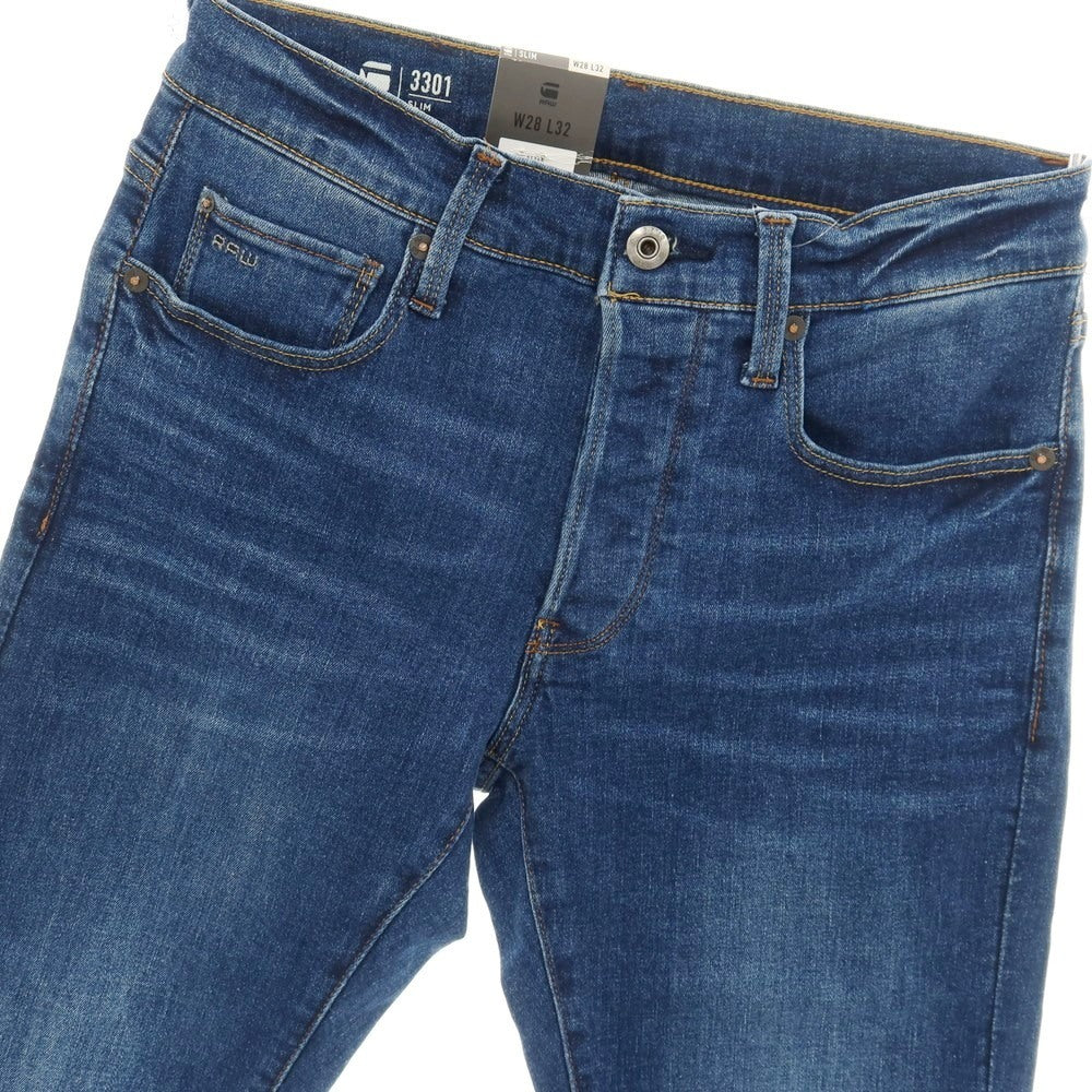 【新品アウトレット】ジースターロウ G-STAR RAW 3301 SLIM ストレッチ コットン デニムパンツ ジーンズ ネイビーブルー【サイズ28/32】【 状態ランクN- 】【 メンズ 】
