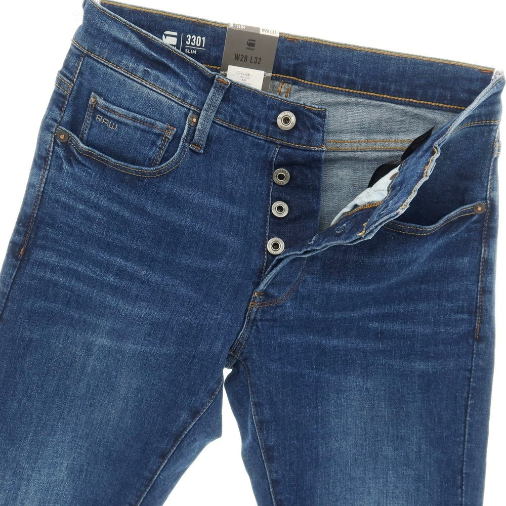 【新品アウトレット】ジースターロウ G-STAR RAW 3301 SLIM ストレッチ コットン デニムパンツ ジーンズ ネイビーブルー【サイズ28/32】【 状態ランクN- 】【 メンズ 】