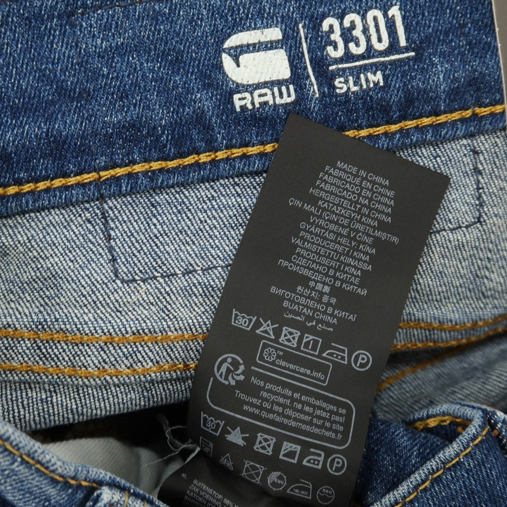 【新品アウトレット】ジースターロウ G-STAR RAW 3301 SLIM ストレッチ コットン デニムパンツ ジーンズ ネイビーブルー【サイズ36/32】【 状態ランクN- 】【 メンズ 】