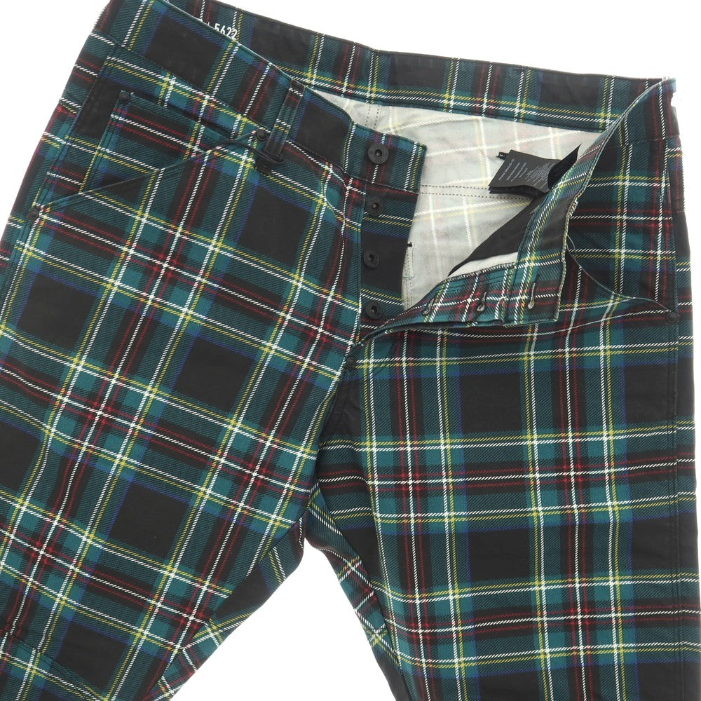 【新品】ジースターロウ G-STAR RAW 5622 3D TAPERED COJ カラーオーバーダイ チェック柄 クロップドパンツ グリーンxブラック【サイズ26/34】【 状態ランクN 】【 メンズ 】