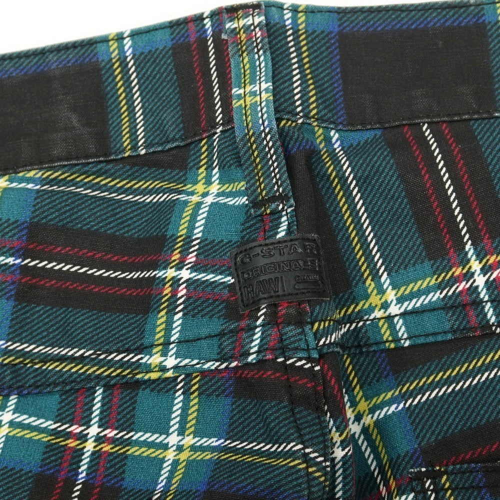 【新品】ジースターロウ G-STAR RAW 5622 3D TAPERED COJ カラーオーバーダイ チェック柄 クロップドパンツ グリーンxブラック【サイズ26/34】【 状態ランクN 】【 メンズ 】