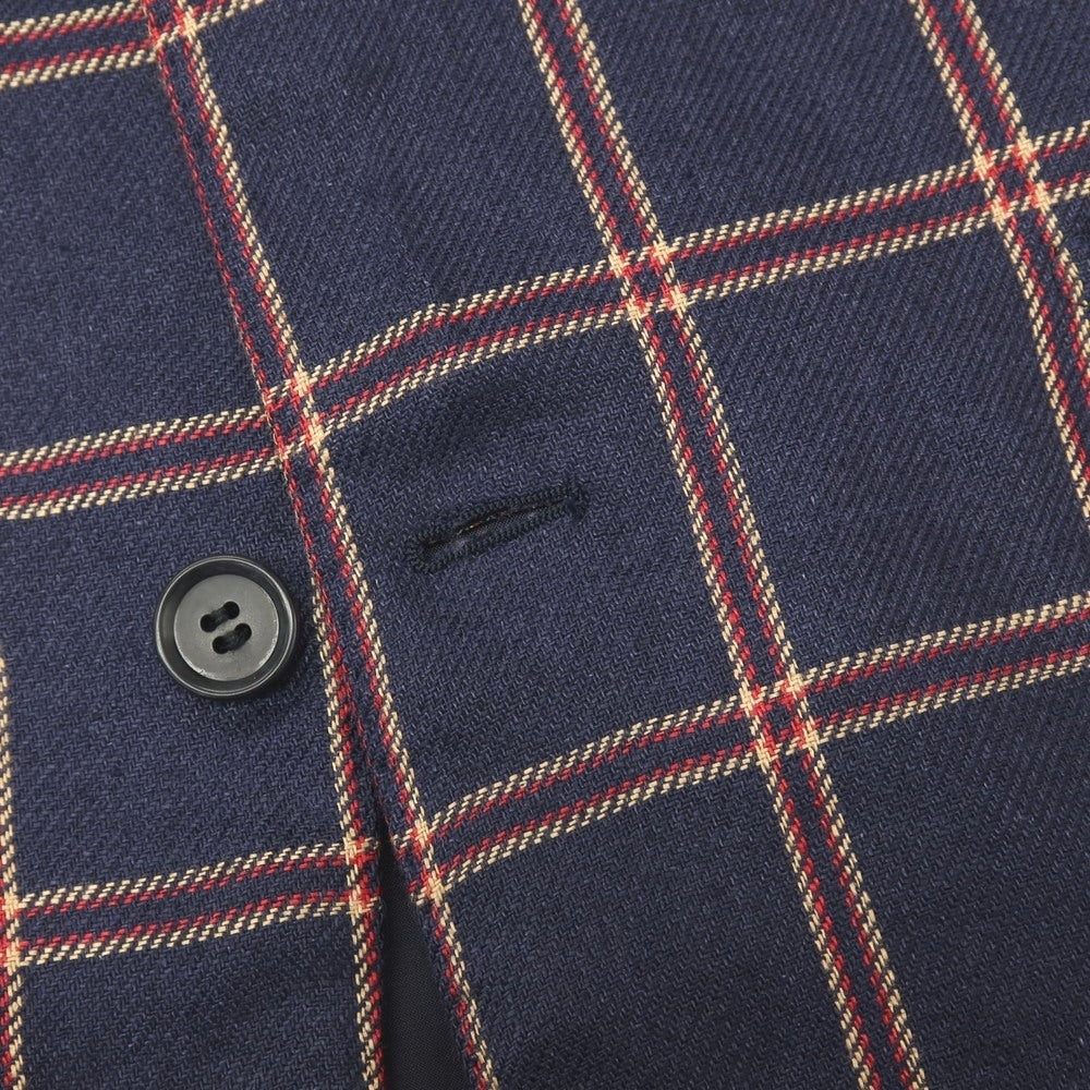 【中古】サルトリア リング Sartoria Ring リネン チェック 2B テーラードジャケット ネイビーxレッド【サイズ46】【 状態ランクB 】【 メンズ 】