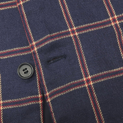 【中古】サルトリア リング Sartoria Ring リネン チェック 2B テーラードジャケット ネイビーxレッド【サイズ46】【 状態ランクB 】【 メンズ 】