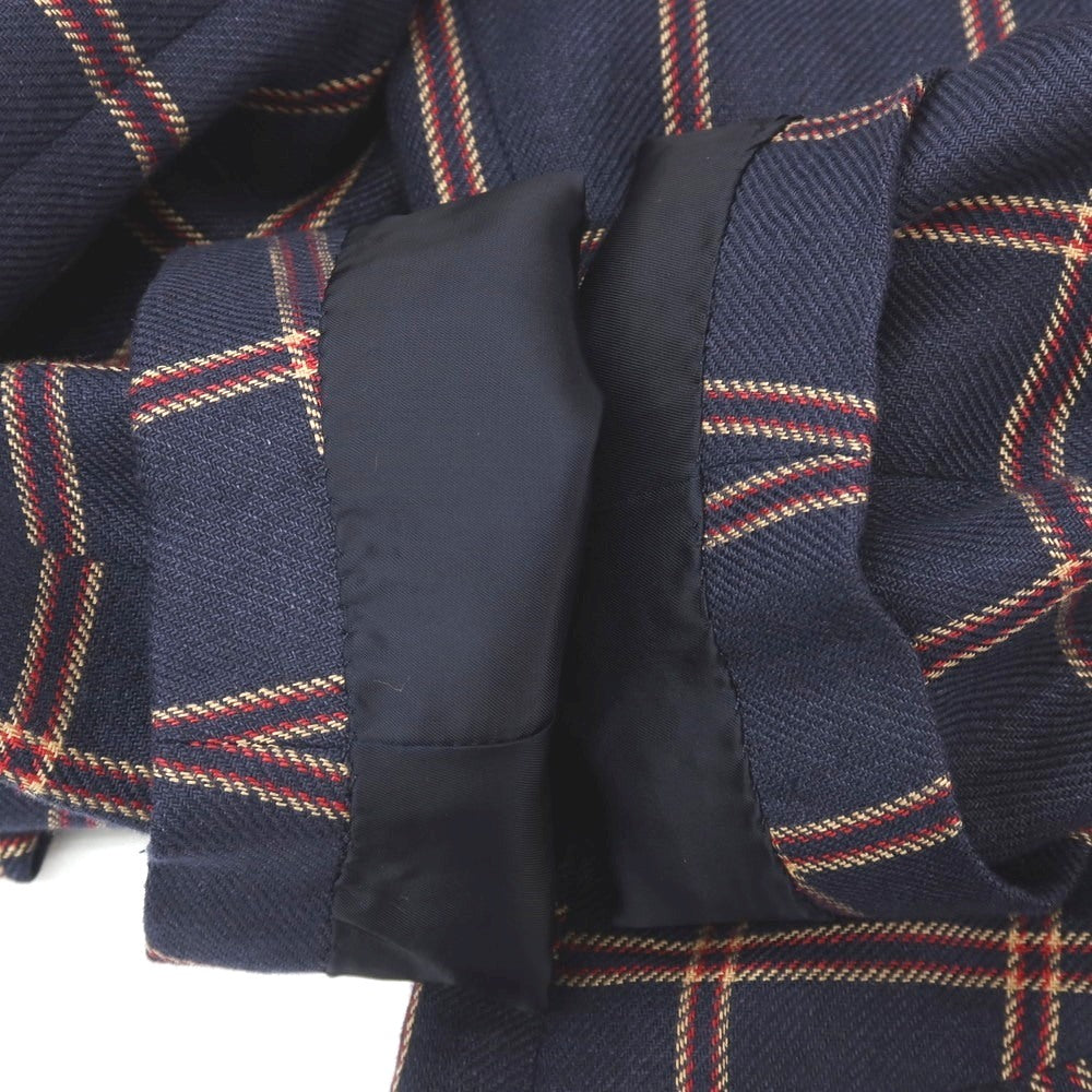 【中古】サルトリア リング Sartoria Ring リネン チェック 2B テーラードジャケット ネイビーxレッド【サイズ46】【 状態ランクB 】【 メンズ 】