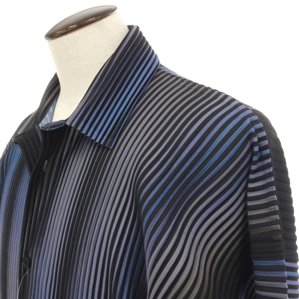 【中古】オム プリッセ イッセイミヤケ HOMME PLISSE ISSEY MIYAKE 2026年秋冬 プリーツ ロングシャツ ブラックxブルー【サイズ表記なし（L位）】【 状態ランクA 】【 メンズ 】