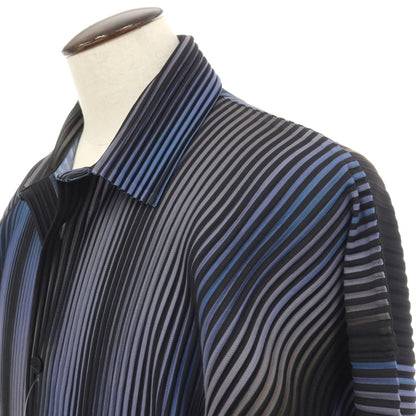 【中古】オム プリッセ イッセイミヤケ HOMME PLISSE ISSEY MIYAKE 2026年秋冬 プリーツ ロングシャツ ブラックxブルー【サイズ表記なし（L位）】【 状態ランクA 】【 メンズ 】