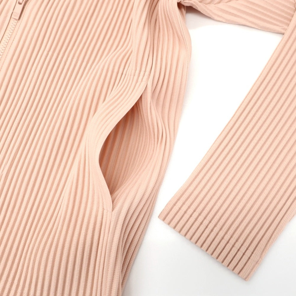【中古】オム プリッセ イッセイミヤケ HOMME PLISSE ISSEY MIYAKE 2026年春夏 プリーツジャージー ダブルジップカットソー ライトサーモンピンク【サイズ表記なし（L位）】【 状態ランクB 】【 メンズ 】