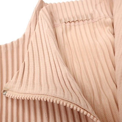 【中古】オム プリッセ イッセイミヤケ HOMME PLISSE ISSEY MIYAKE 2026年春夏 プリーツジャージー ダブルジップカットソー ライトサーモンピンク【サイズ表記なし（L位）】【 状態ランクB 】【 メンズ 】
