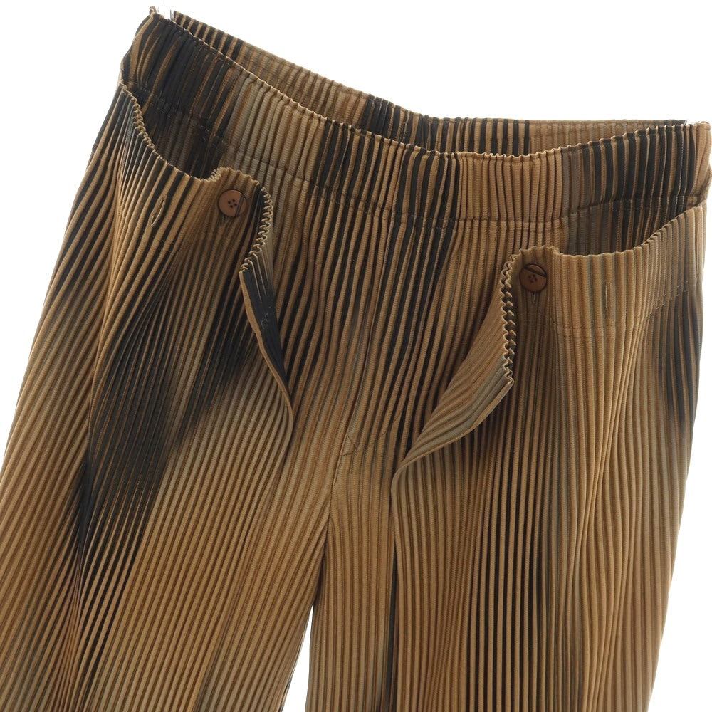【中古】オム プリッセ イッセイミヤケ HOMME PLISSE ISSEY MIYAKE 2026年秋冬 プリーツ イージーパンツ ブラウンxブラック【サイズ表記なし（L位）】【 状態ランクA 】【 メンズ 】