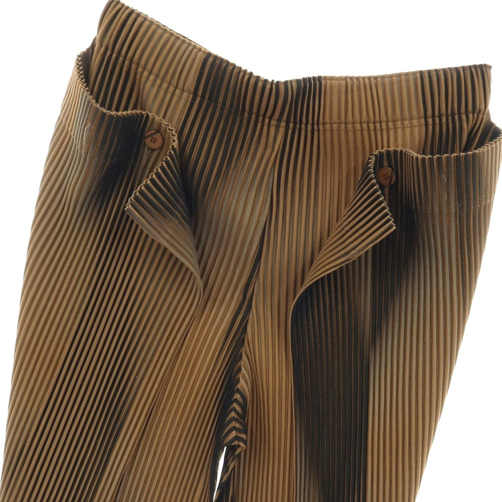 【中古】オム プリッセ イッセイミヤケ HOMME PLISSE ISSEY MIYAKE 2026年秋冬 プリーツ イージーパンツ ブラウンxブラック【サイズ表記なし（L位）】【 状態ランクA 】【 メンズ 】