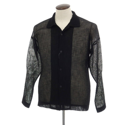 【中古】オム プリッセ イッセイミヤケ HOMME PLISSE ISSEY MIYAKE 2026年秋冬 メッシュ プリーツ オープンカラー カジュアルシャツ ブラック【サイズ表記なし（L位）】【 状態ランクA 】【 メンズ 】