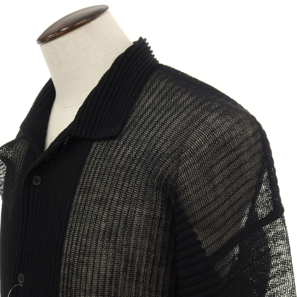【中古】オム プリッセ イッセイミヤケ HOMME PLISSE ISSEY MIYAKE 2026年秋冬 メッシュ プリーツ オープンカラー カジュアルシャツ ブラック【サイズ表記なし（L位）】【 状態ランクA 】【 メンズ 】